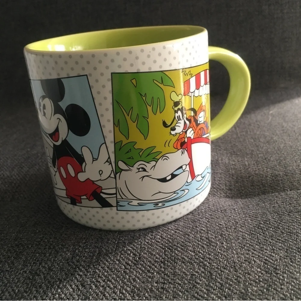 Disney Characters Mug White Lime Green 15 oz